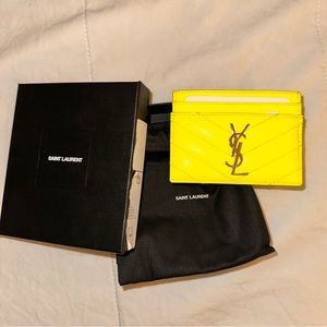 YSL Neon Yellow Card Case, NWT